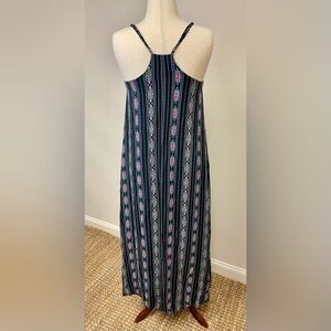 She and Sky Black and Pink Striped Maxi Dress